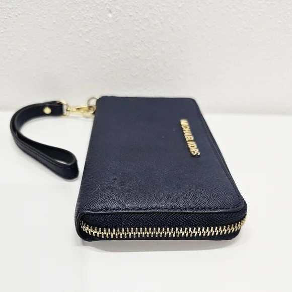Michael Kors Jet Set Wallet Zip Around With Wristlet Dark Blue - Picture 11 of 14